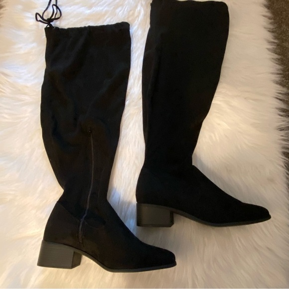 Hannah Shoe Dazzle Over The Knee Boots Women’s Size 10 Black Bottom Side Zip - Picture 10 of 13